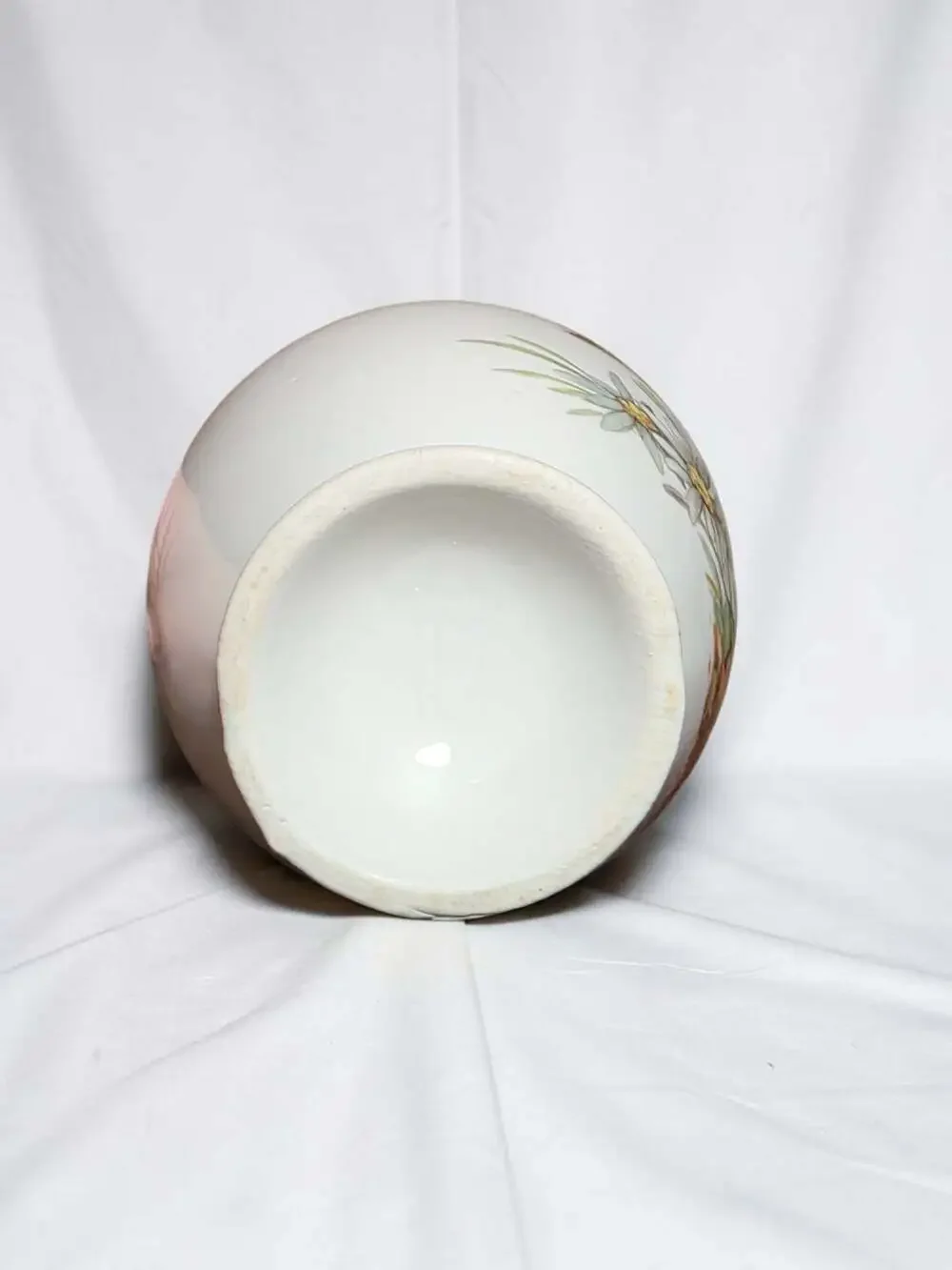 Porcelain Jug Pitcher w/ Painted Mountain Scene Marked Mind. Jnh 0.3501